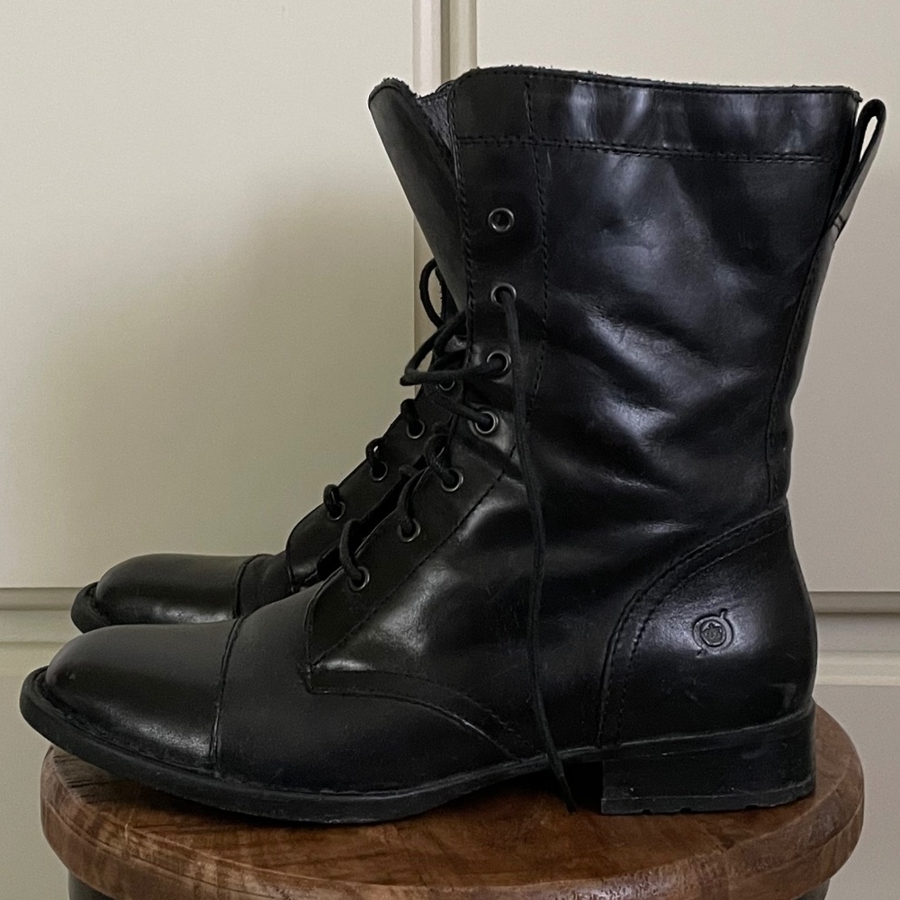 Born Black Leather Combat Boot 9.5 - Picture 4 of 6